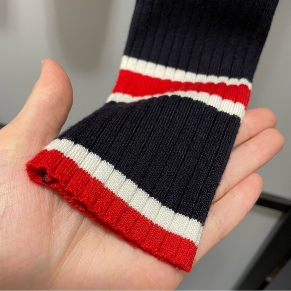 [xs] H&M Nautical Navy Blue, White & Red Striped Long Sleeve Crop Top - Picture 7 of 10